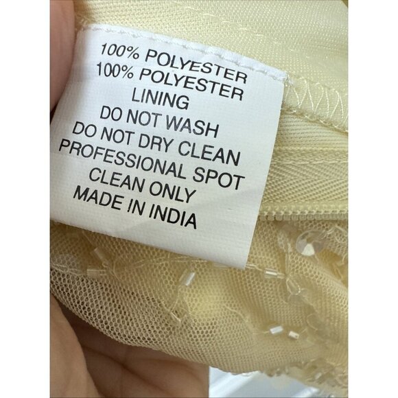MAC DUGGAL Size 16 Yellow 70274 Embellished Illusion Cap Sleeve Formal Gown $598 - Picture 8 of 10